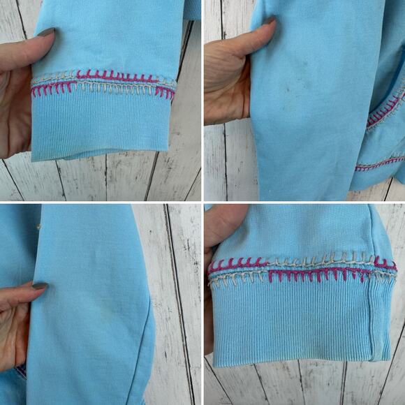 VTG Twisted Heart Blue Y2K Floral Embroidered Sequin Full Zip Jacket Size Medium - Picture 6 of 14